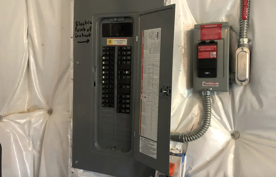 electrical panel on insulated basement wall