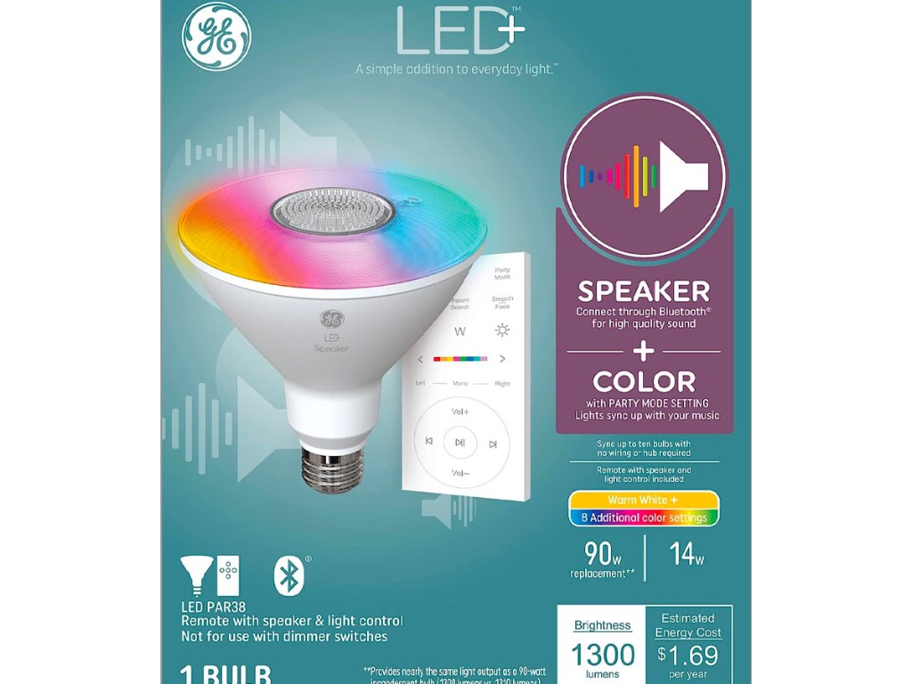 ge led speaker light bulb box