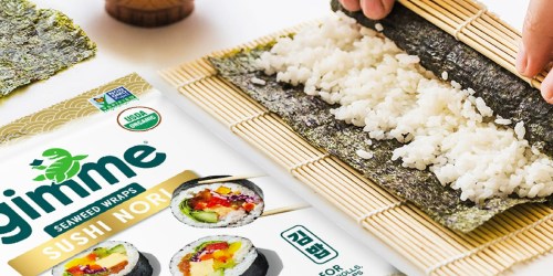 gimMe Organic Roasted Seaweed Sheets 12-Pack Only $20 Shipped on Amazon (Make Sushi at Home!)