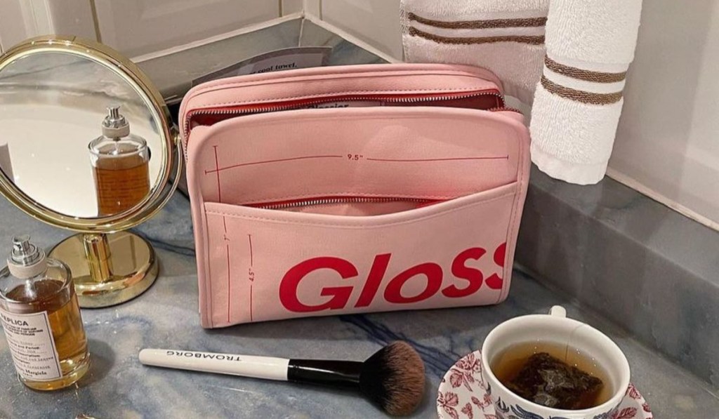 glossier makeup bag