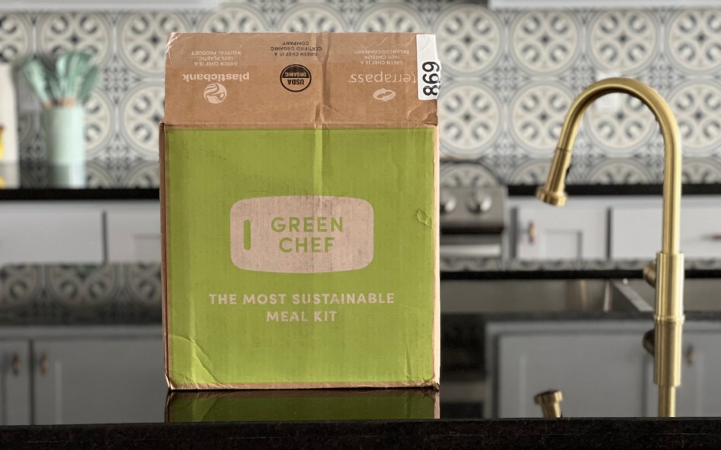 green chef box in kitchen