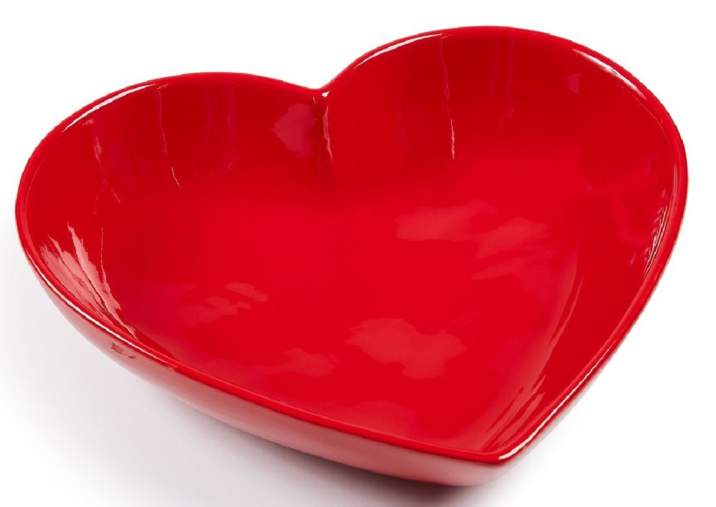 red heart serving bowl