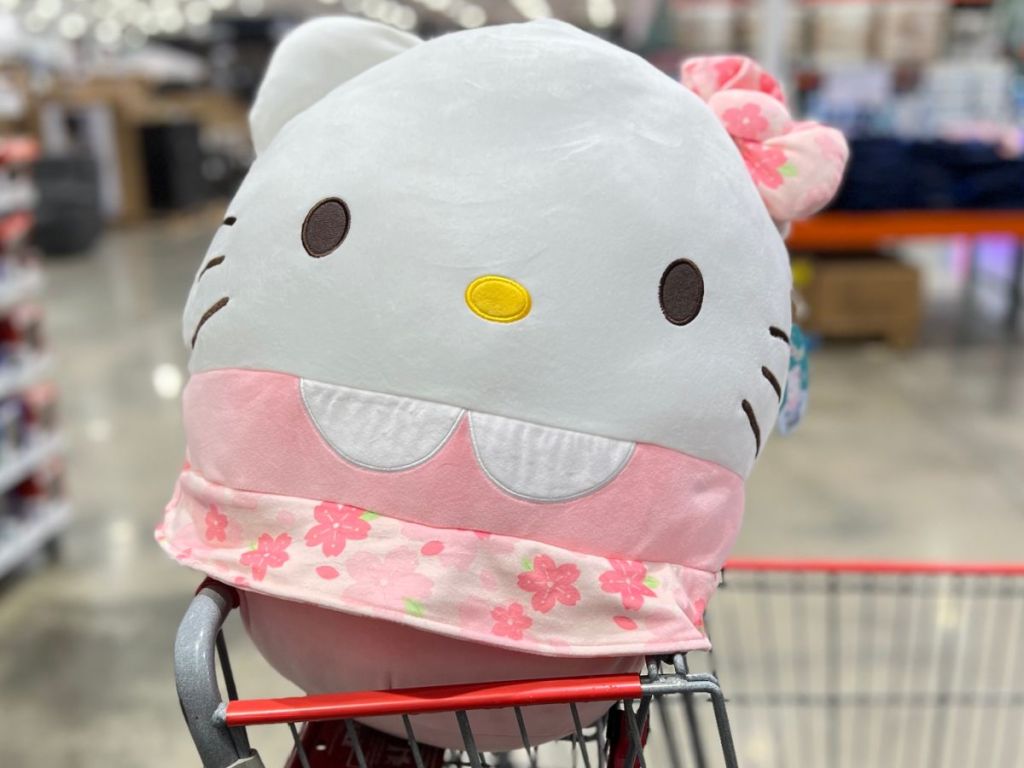 hello kitty with flower dress and bow in Costco cart