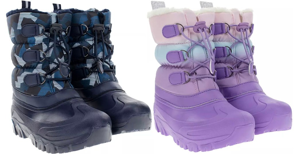 two pairs of kids snow boots