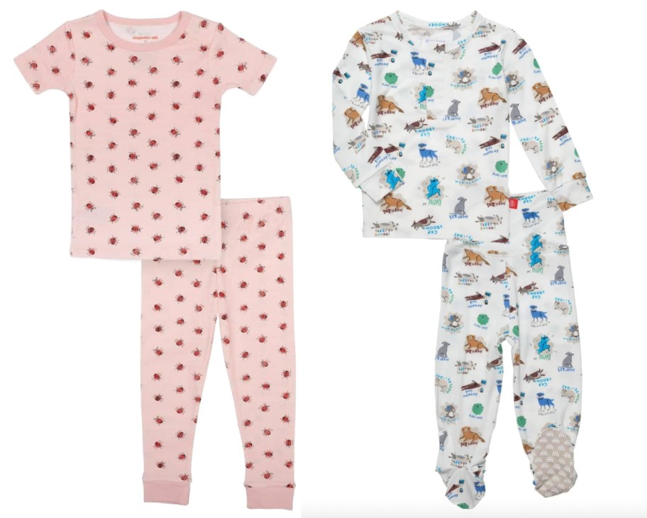 heart and dog printed kids magnetic pajamas