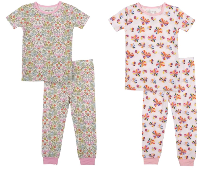 floral and heart print magnetic pajamas