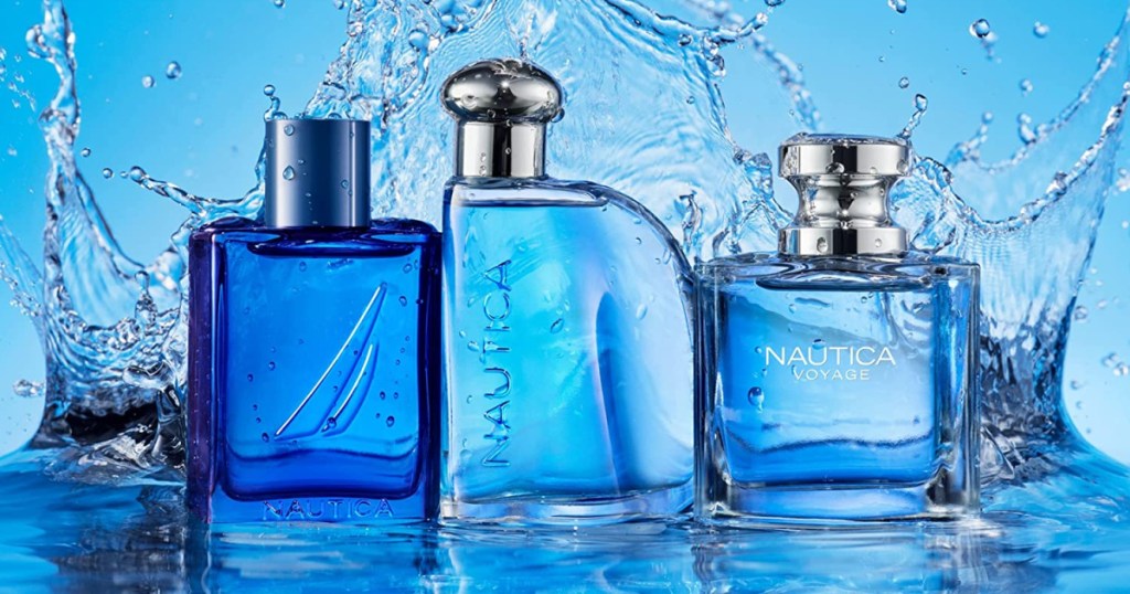 three side by side images of nautica blue colognes
