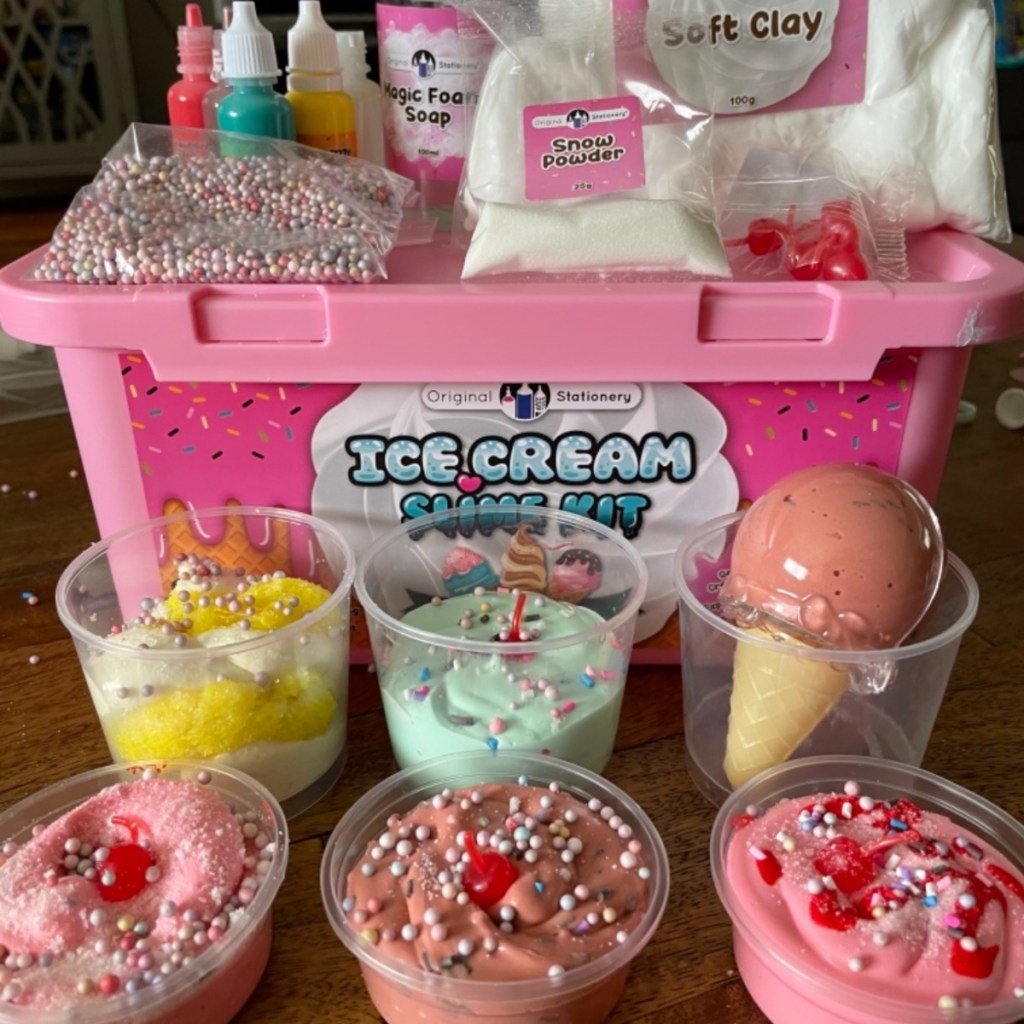 contents of an ice cream slime kit