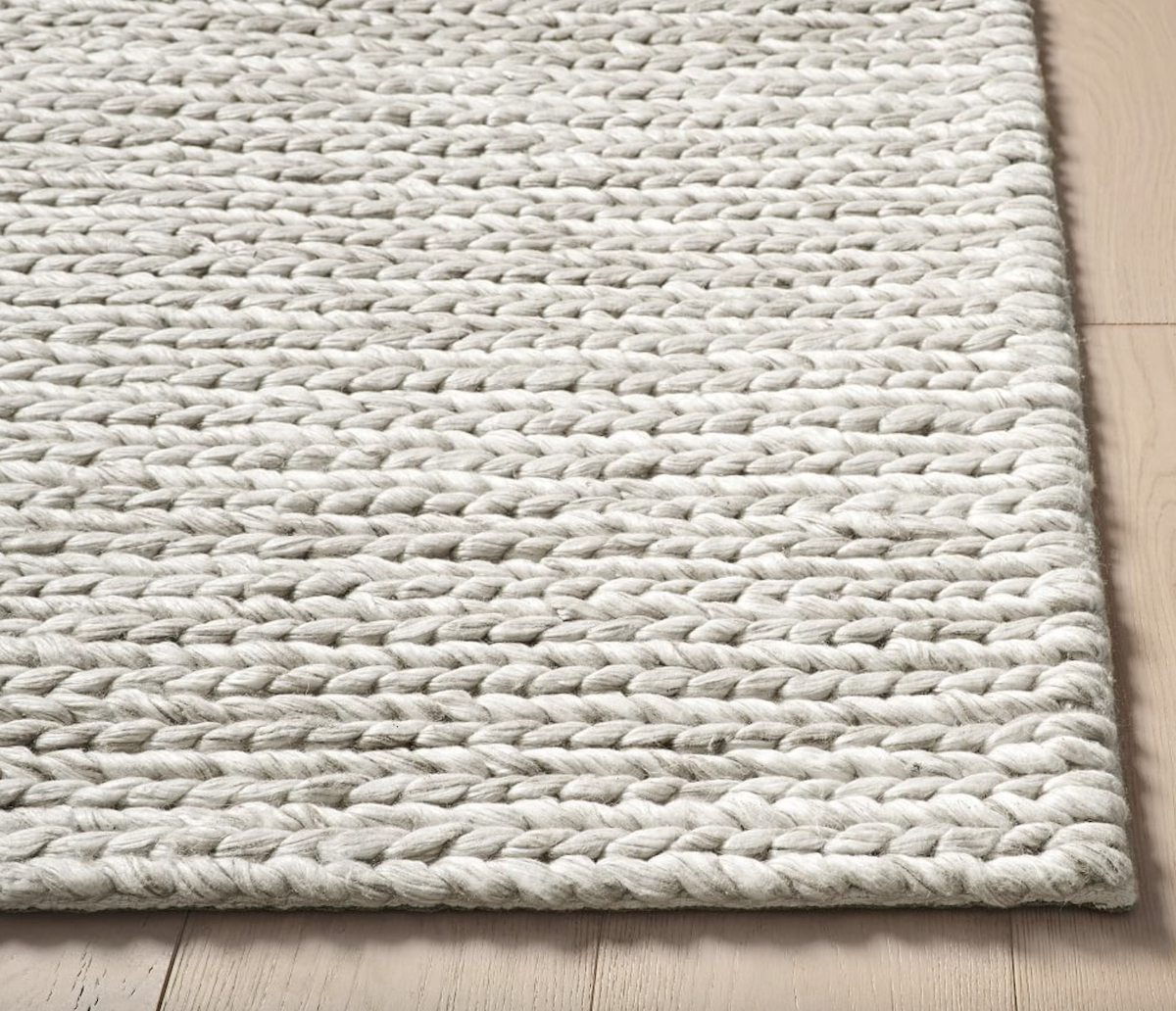 close up of chunky knit rug 