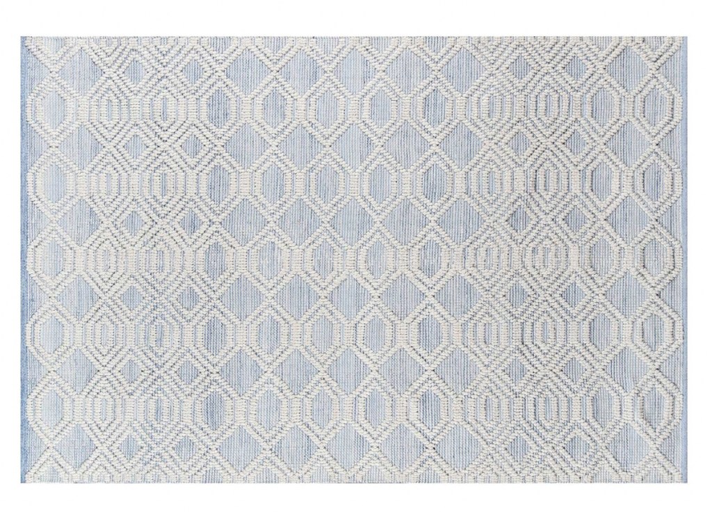 stock photo of blue and white pattern rug 