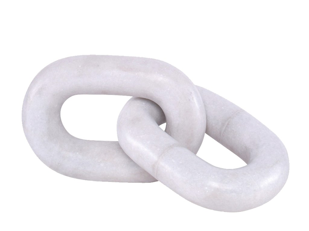 two marble chain links stock photo with white background 