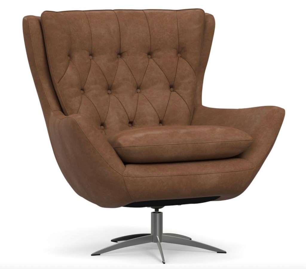 stock photo of tufted leather office chair 