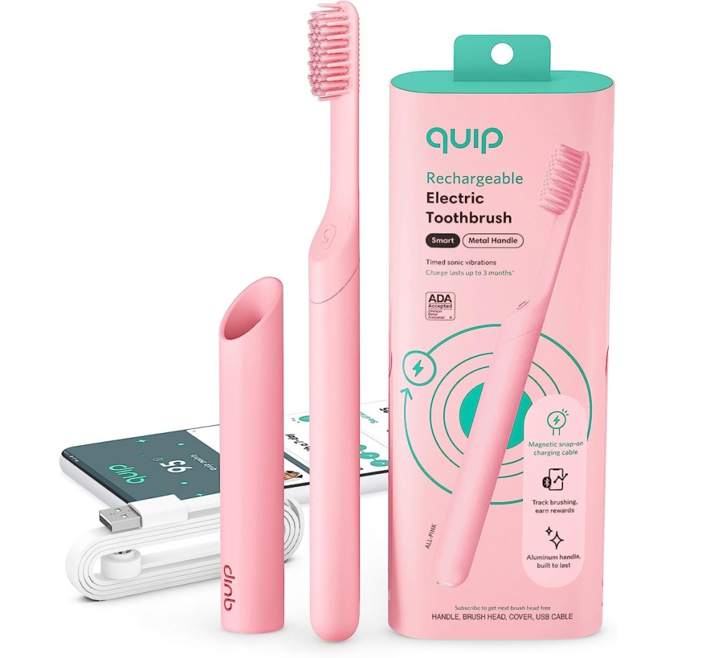 pink rechargeable toothbrush with box