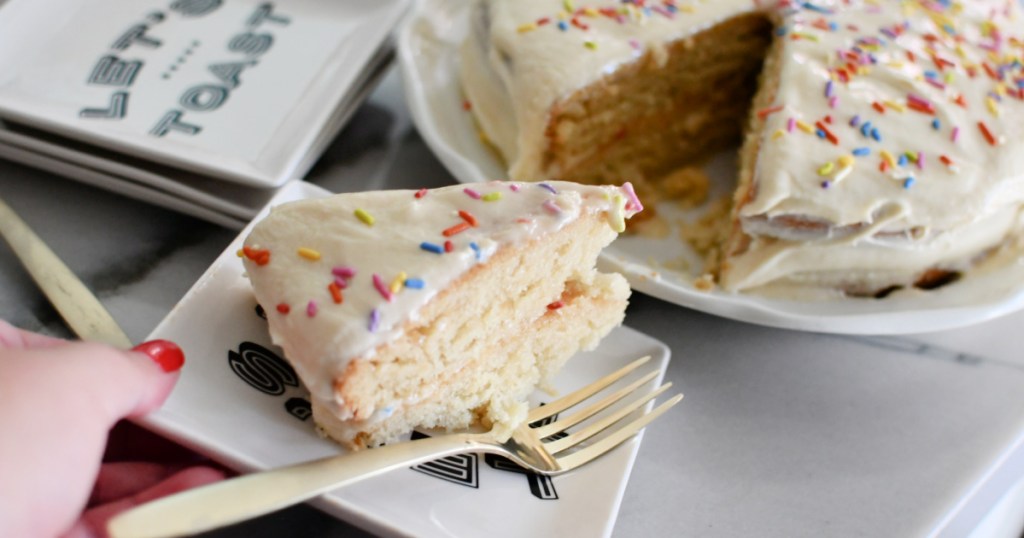 slice of vanilla wacky cake