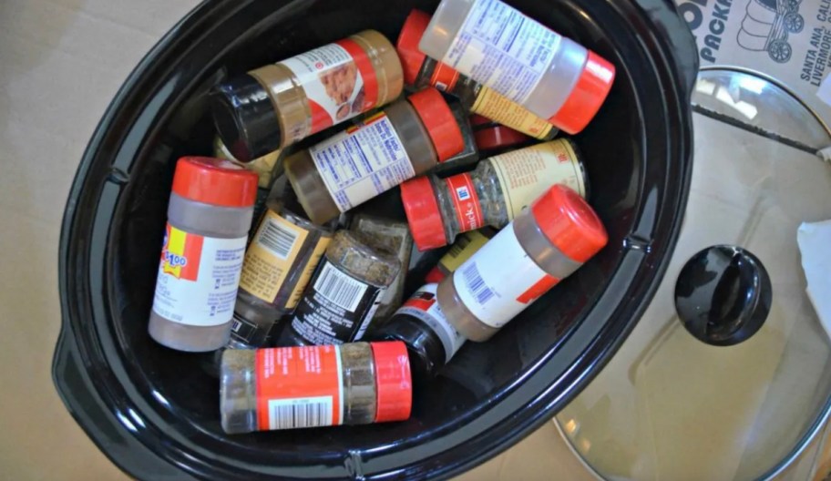 various kinds of cooking spices in slow cooker