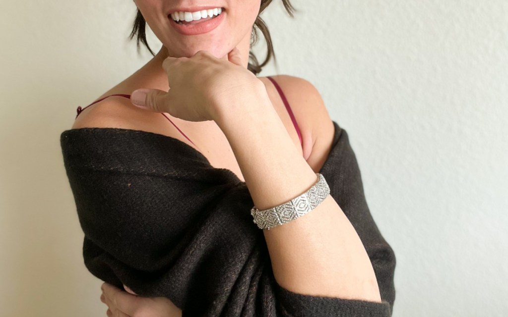 woman wearing diamond bracelet