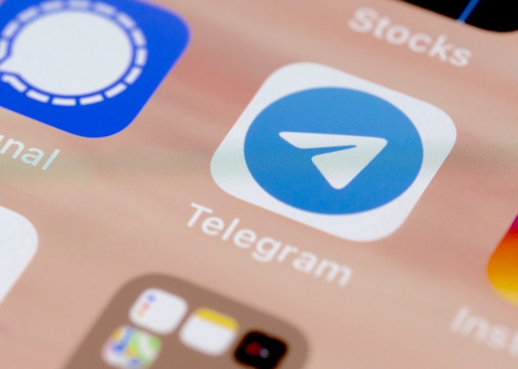 close up of telegram app on phone screen