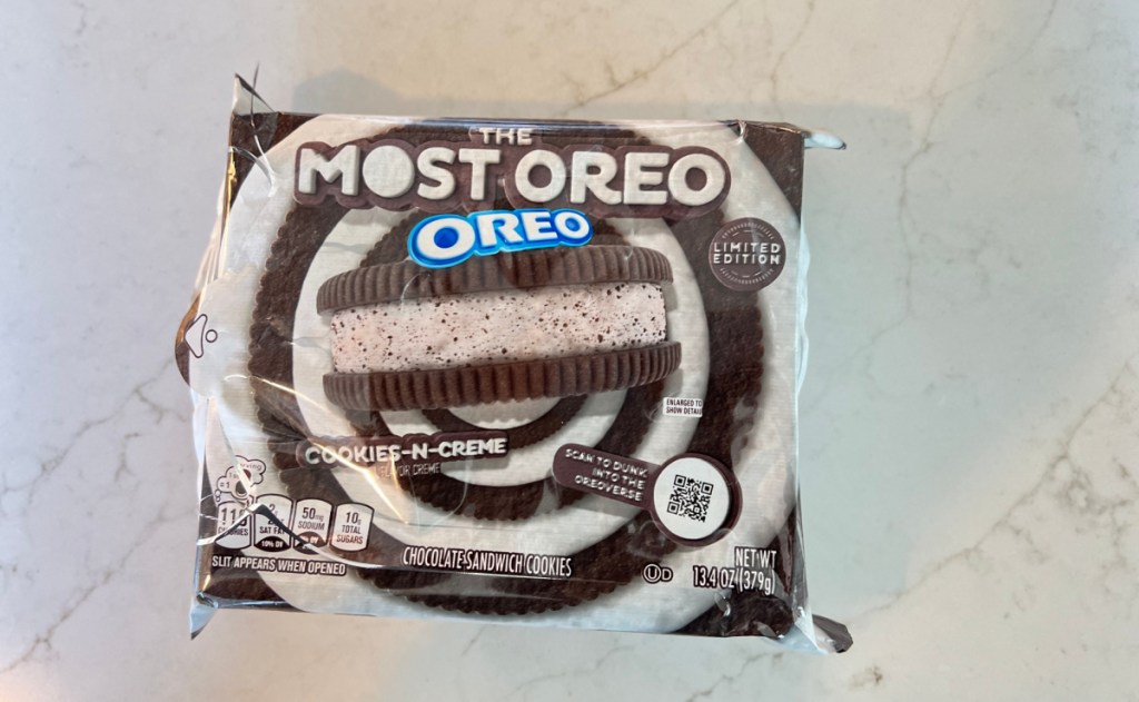 package of the most oreo oreo on a countertop