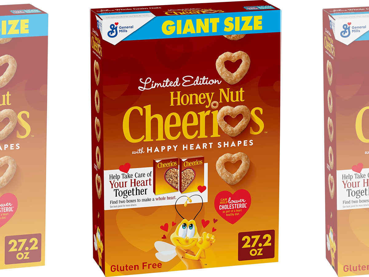 three stock images of Honey Nut Cheerios 27.2 Box cereal