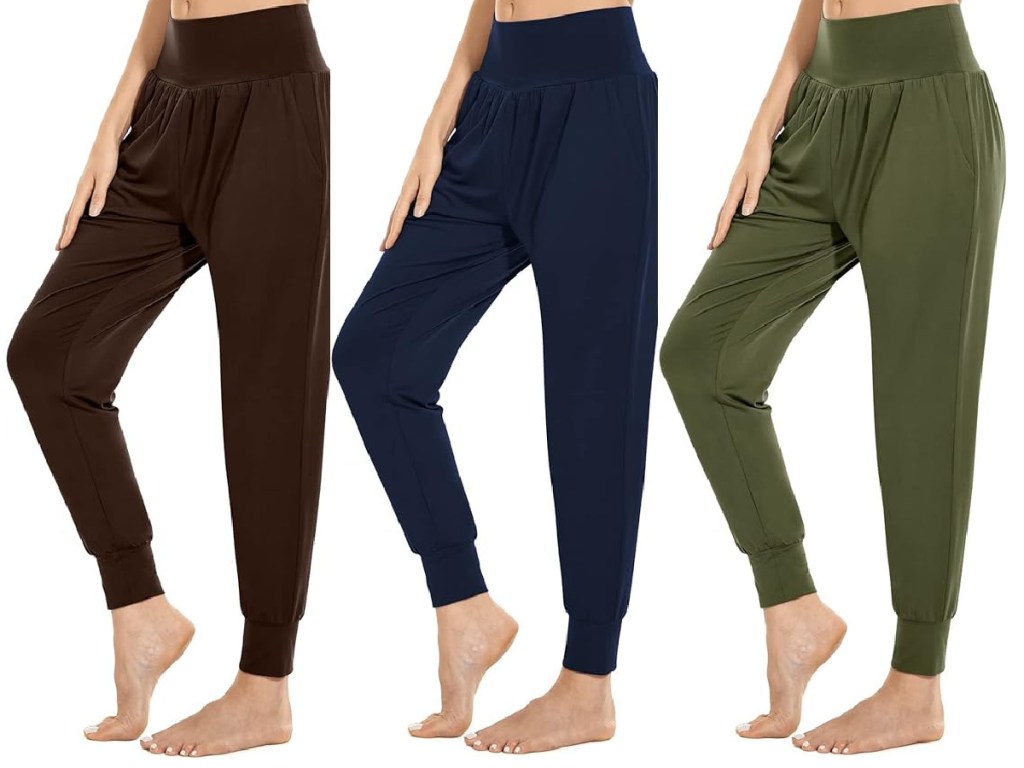three stock images of joggers