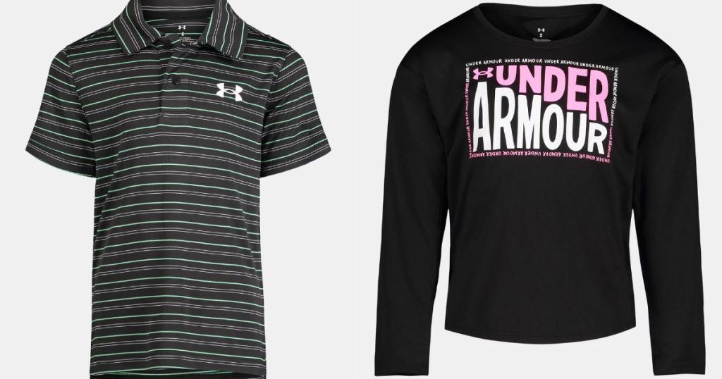 UA striped polo and graphic top