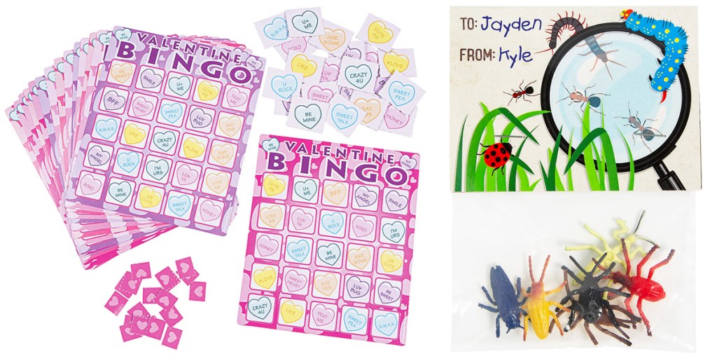 valentines day bingo and bug exchange cards