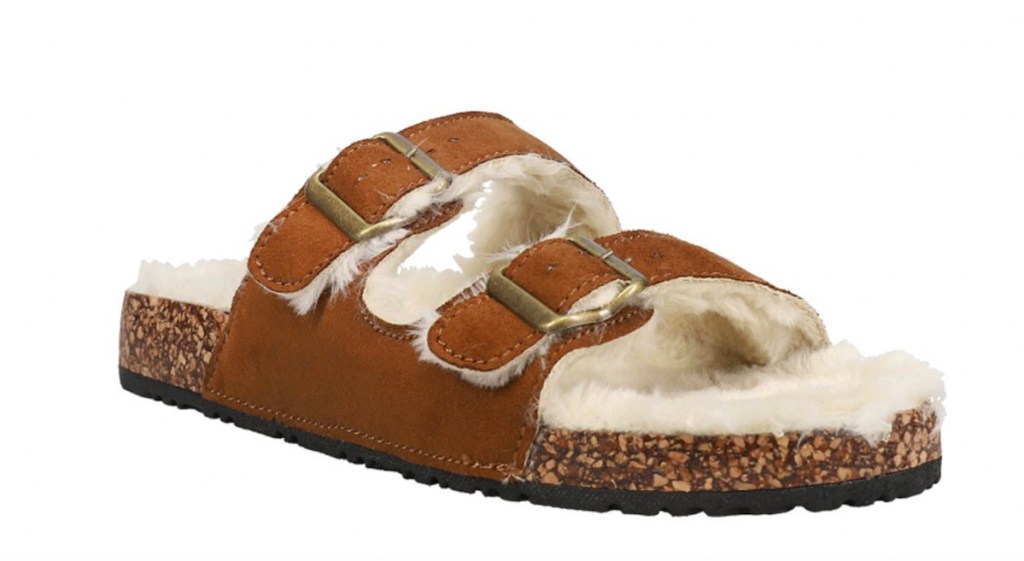 anthropologie clothes stock photo of brown and fur lined sandals