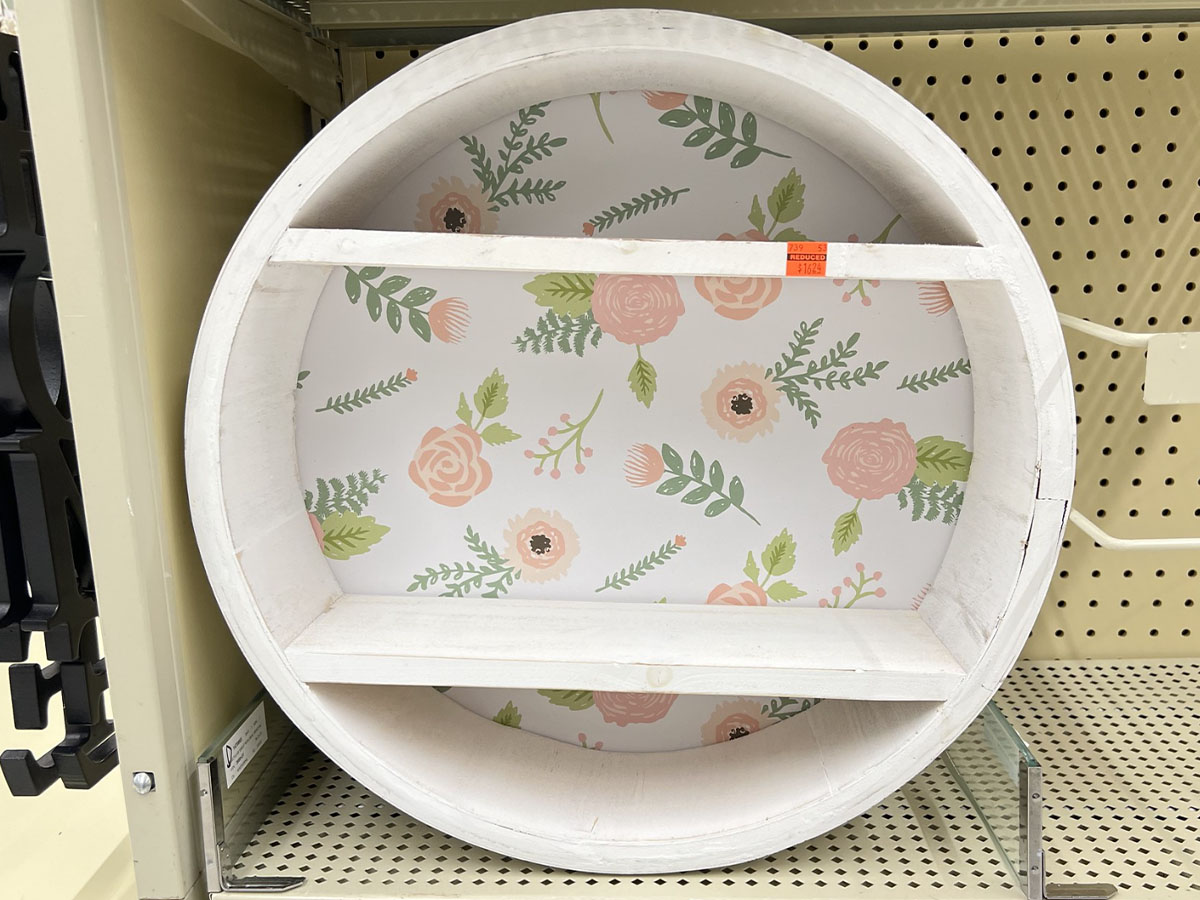 white floral circle shelf