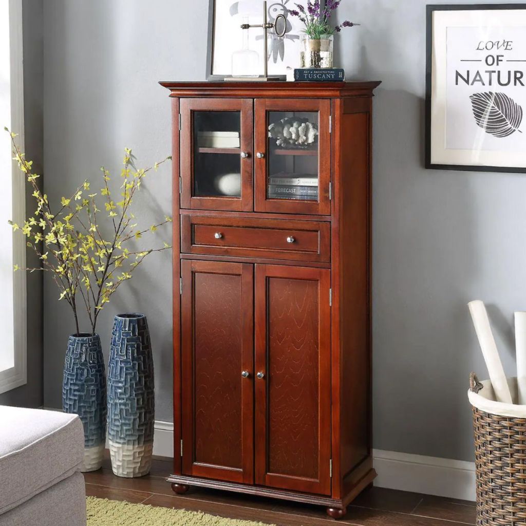 Hampton Harbor 25 in. W 4-Door Tall Cabinet in Sequoia with drawer