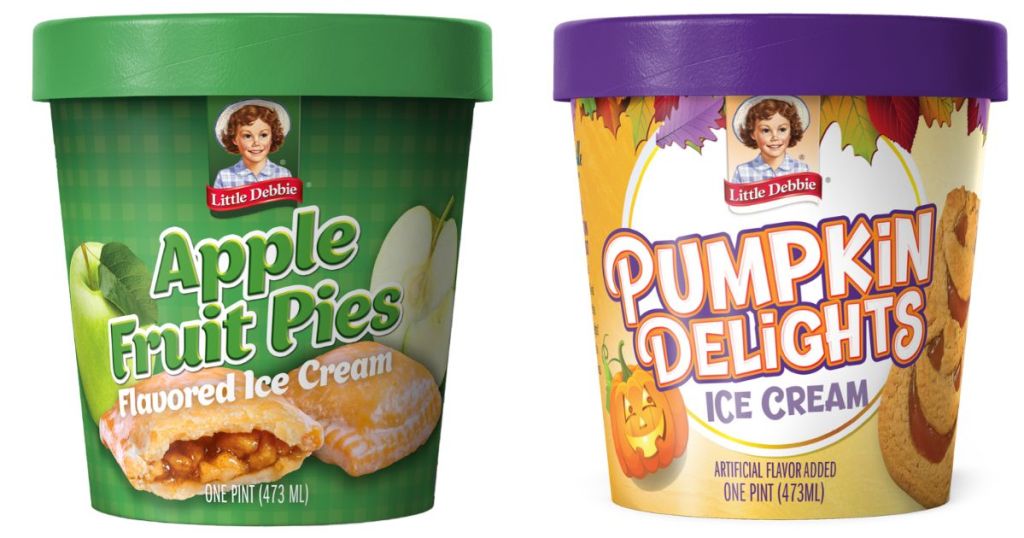 Little Debbie Apple Pies Ice Cream and Pumpkin Delights Ice Cream Cartons