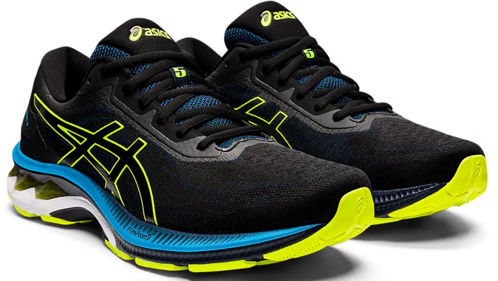 black and green asics running shoes