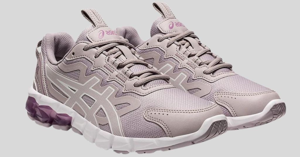pair of purple and gray women's Asics shoes
