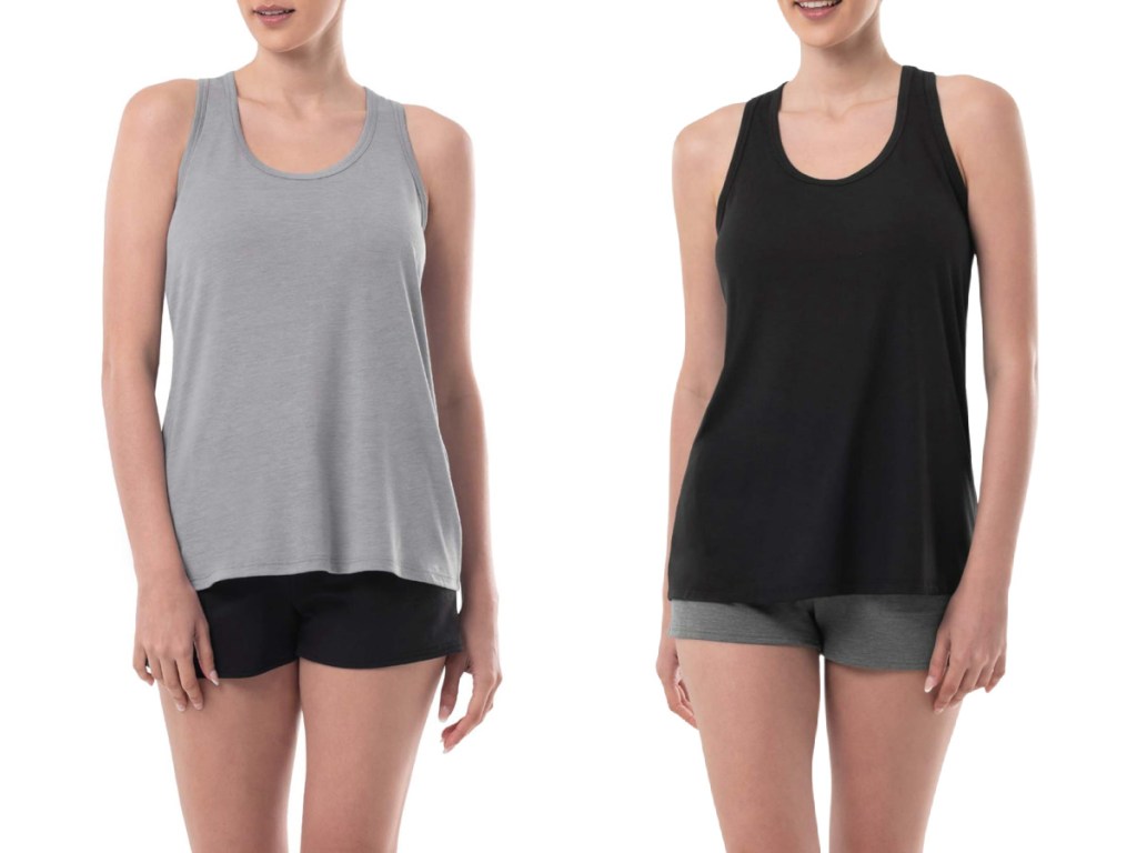 Athletic Works Women's Active Tank and Shorts Set 2 Pack  in grey and black
