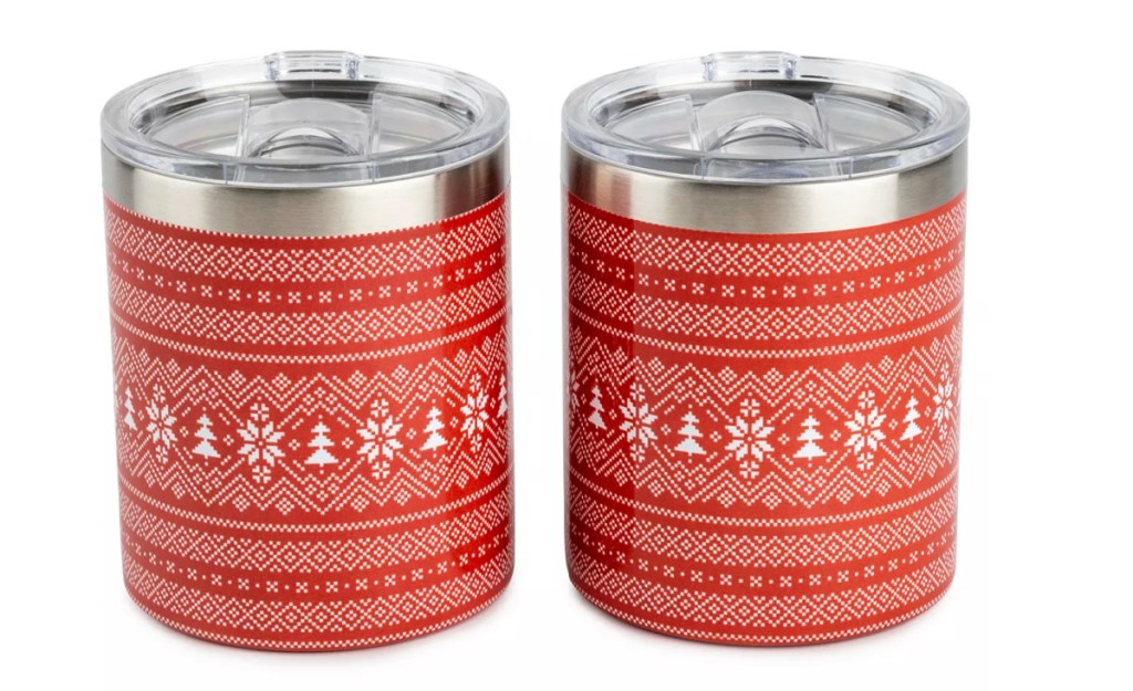 Brooklyn Steel Co. Holiday Stainless Steel Wine Tumblers with Lids 2 Pack
