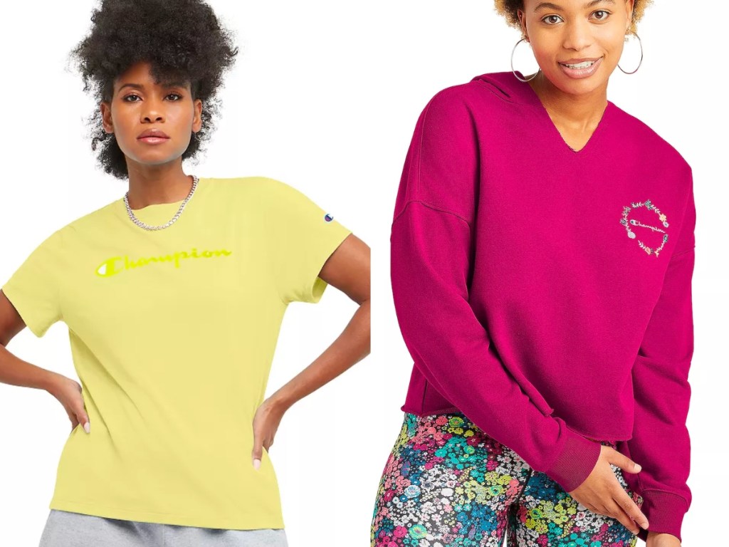 champion women's graphic tee and sweatshirt