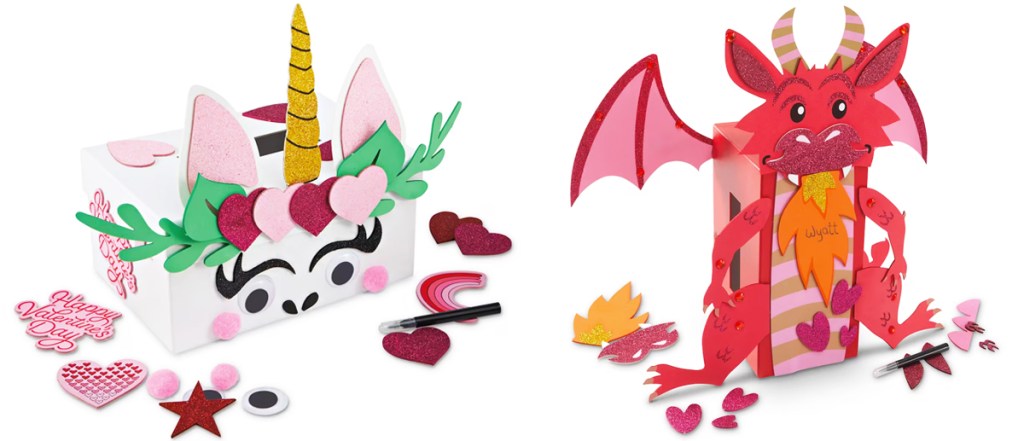 unicorn and dragon Valentine's Day mailbox craft kits