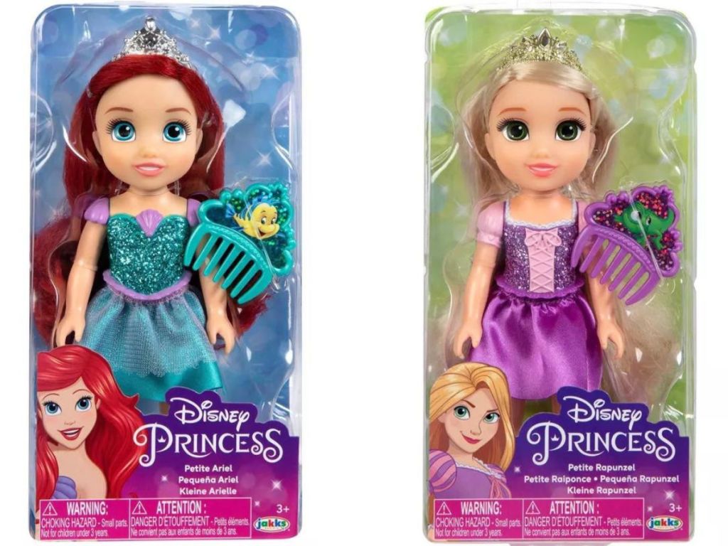 Two Disney Princess Petite Fashion Dolls