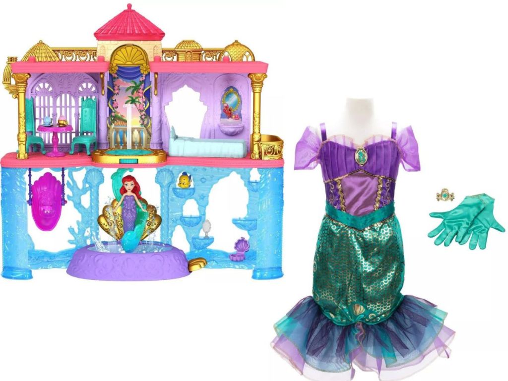 Disney Princess Ariel Castle Playset and Dress Up Dress