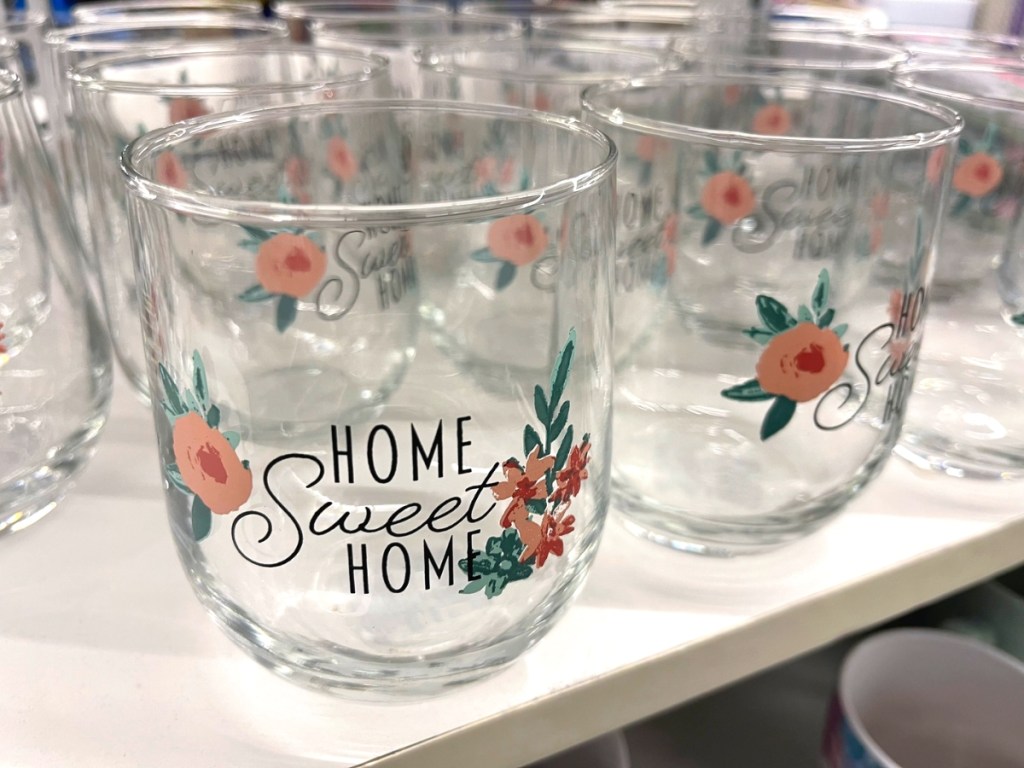 dollar tree home sweet home floral wine glass