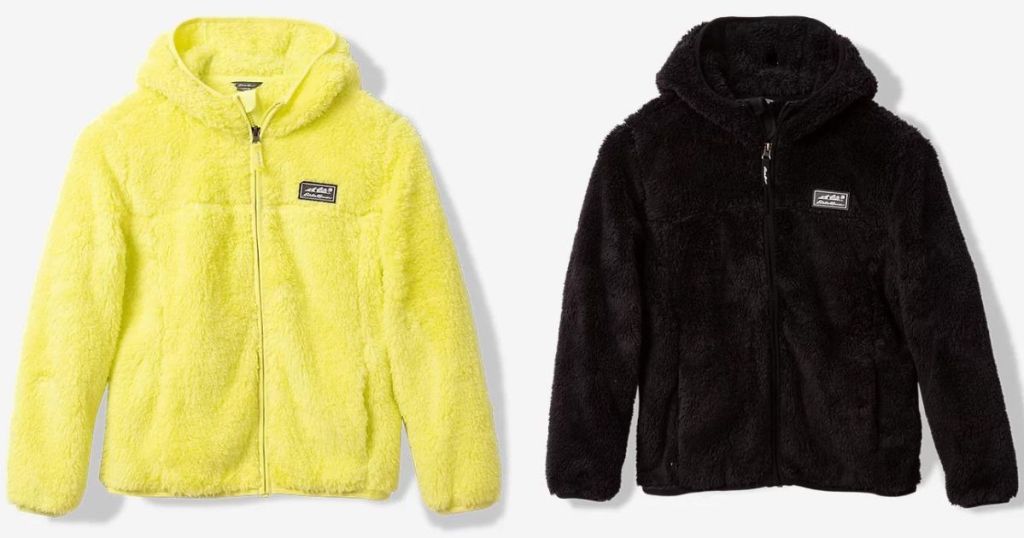A yellow and a black Eddie Bauer jacket