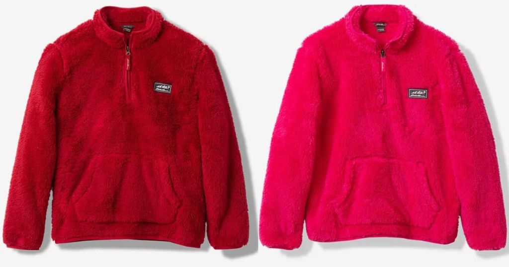 A red and a pink Eddie Bauer jacket