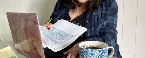A woman doing her taxes