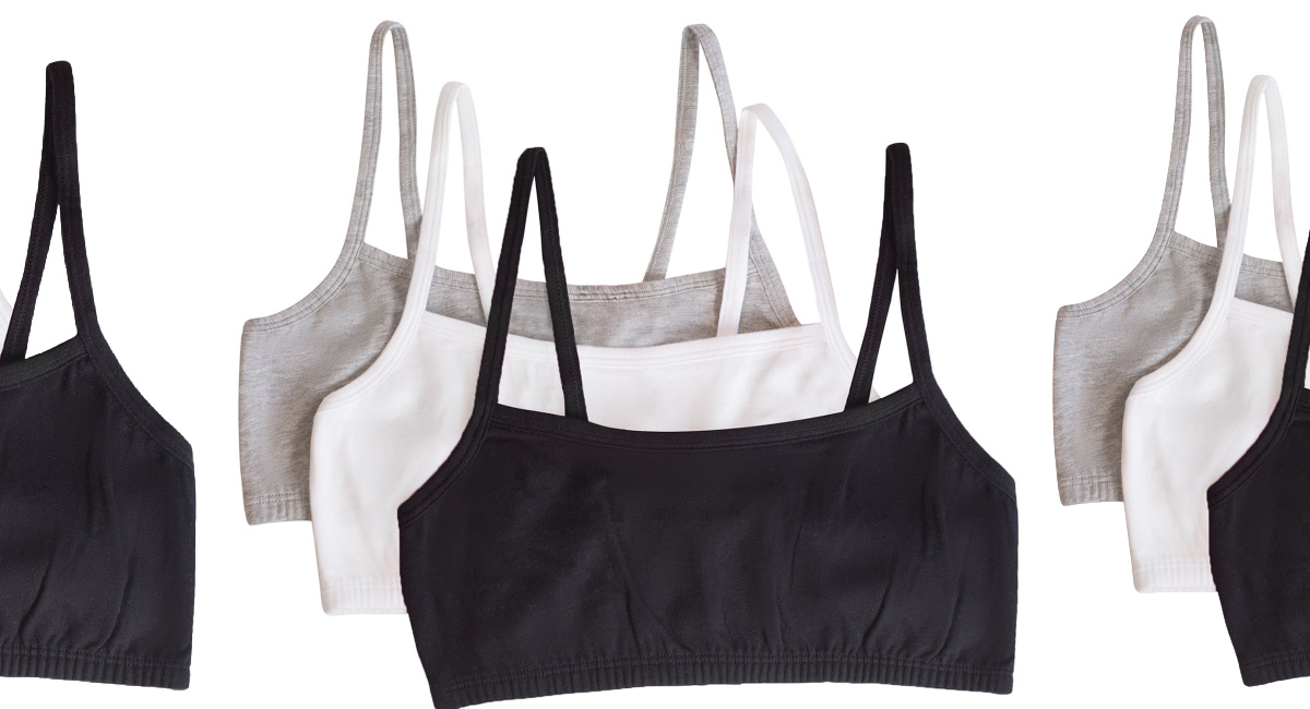 Fruit of the Loom Women's Cotton Spaghetti Strap Pullover Sports Bra 3-Pack