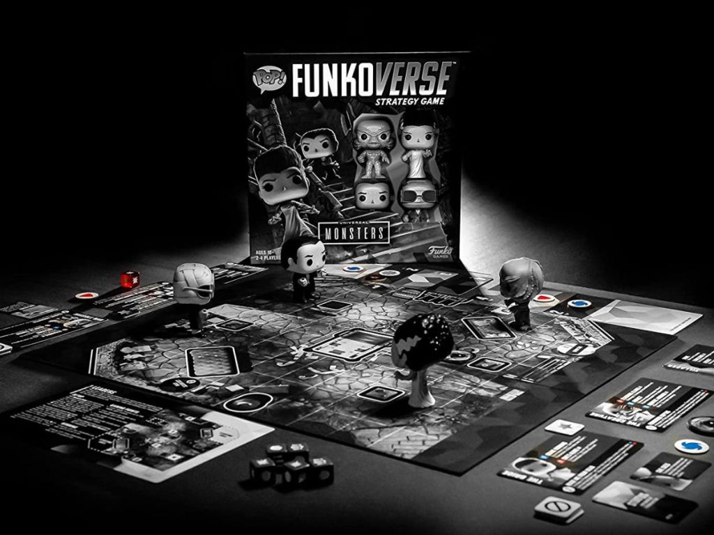 Funkoverse Universal Monsters Strategy Game with figurines, cards and dice