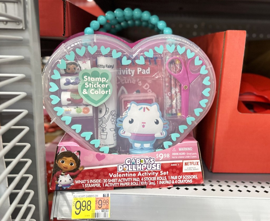Gabby's Dollhouse Valentine Activity Set on walmart shelf