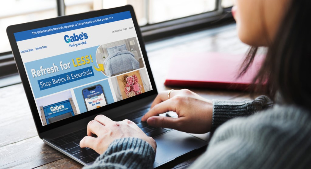 Woman browsing Gabes Department Store website