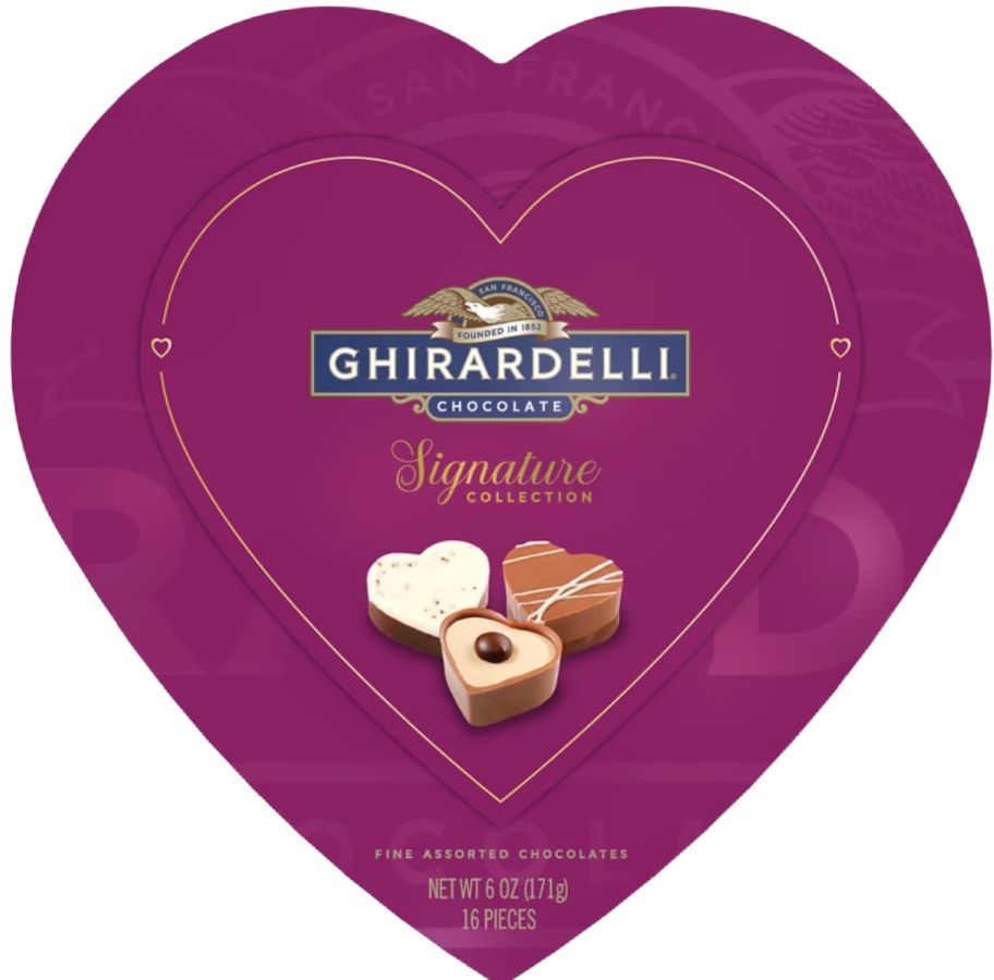 one heart shaped boxes of Valentine's day chocolates