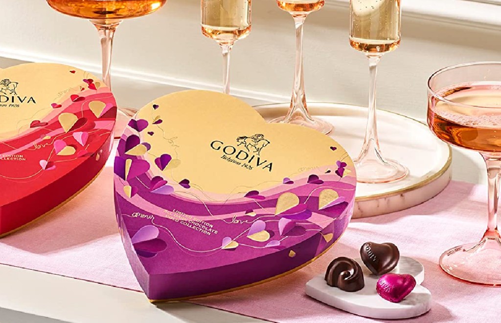 Godiva Chocolatier Gourmet Chocolate 14 Piece Gift Box displayed on a table