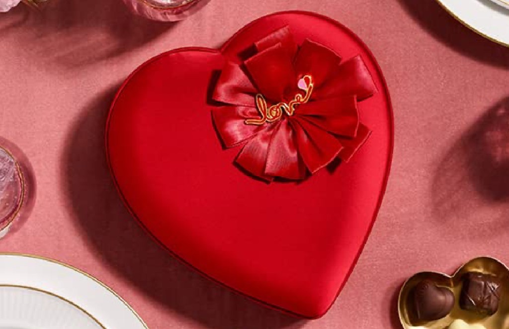 Godiva Chocolatier Gourmet Chocolate Heart Shape 14 Piece Gift Box on a table