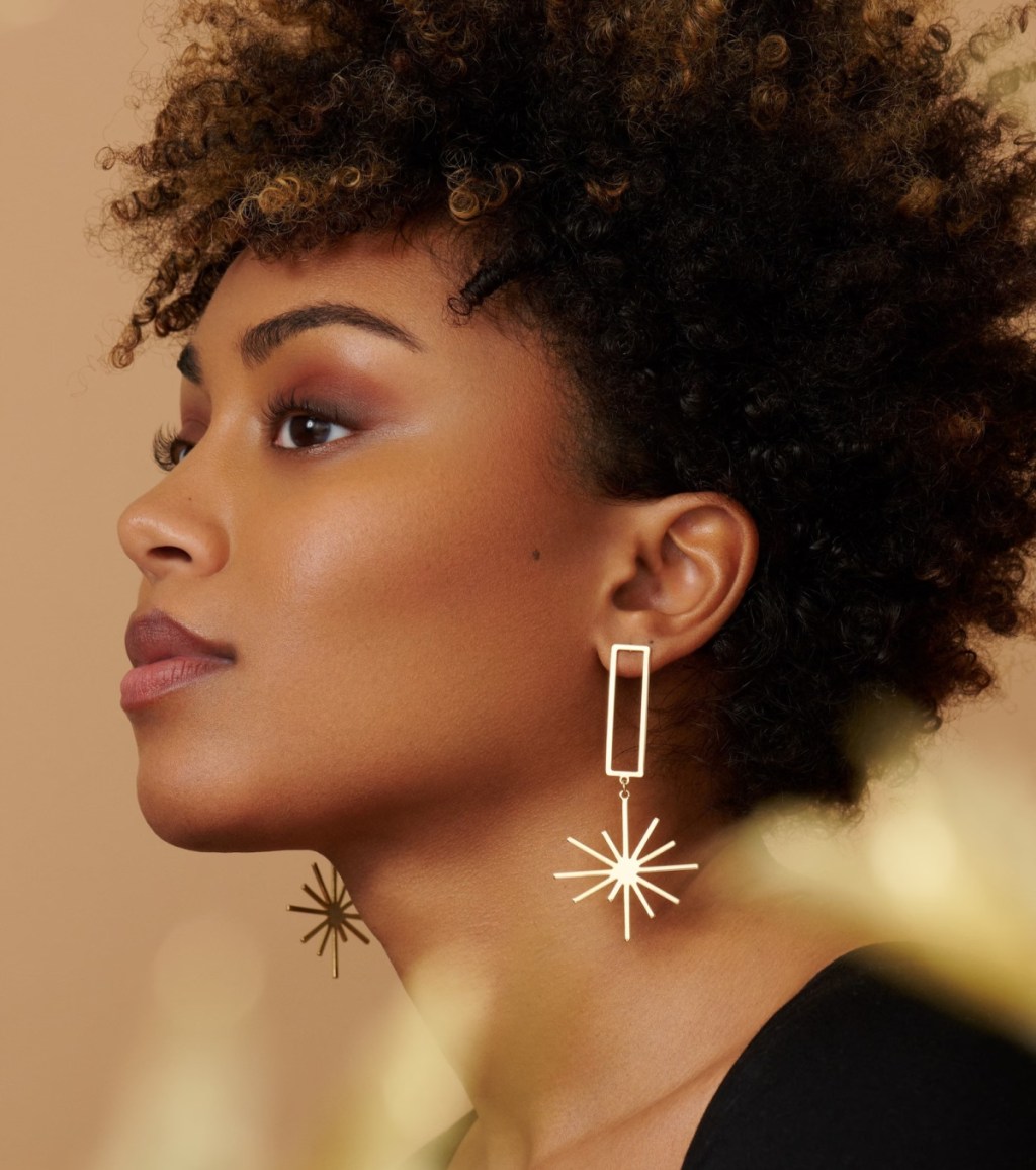 Star shaped earrings from Sahara's essentials, one of the popular Black owned businesses on Etsy